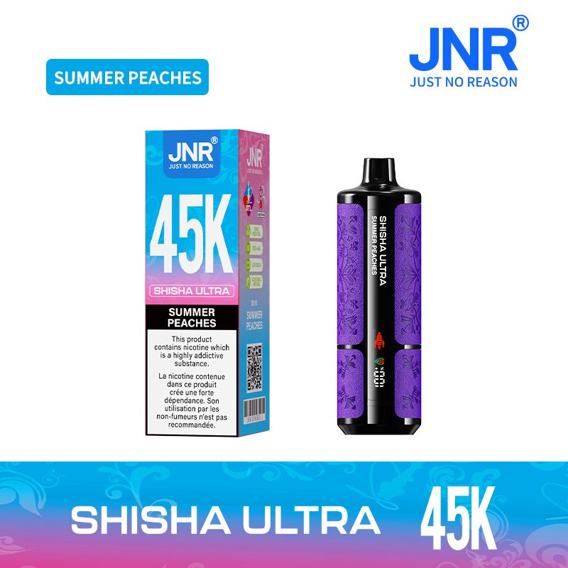 01-Summer-peaches.jpg JNR Shisha Ultra 45000 Puffs Disposable Vape 40ml - Image 1