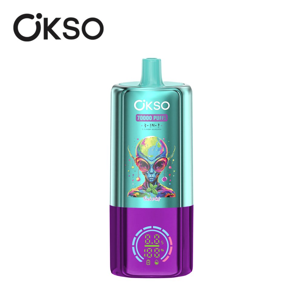OKSO 70000 Puffs vape OKSO 3 in 1 70K – 70,000 Puffs Triple Mesh 3-Flavor Rechargeable Vape - Image 1