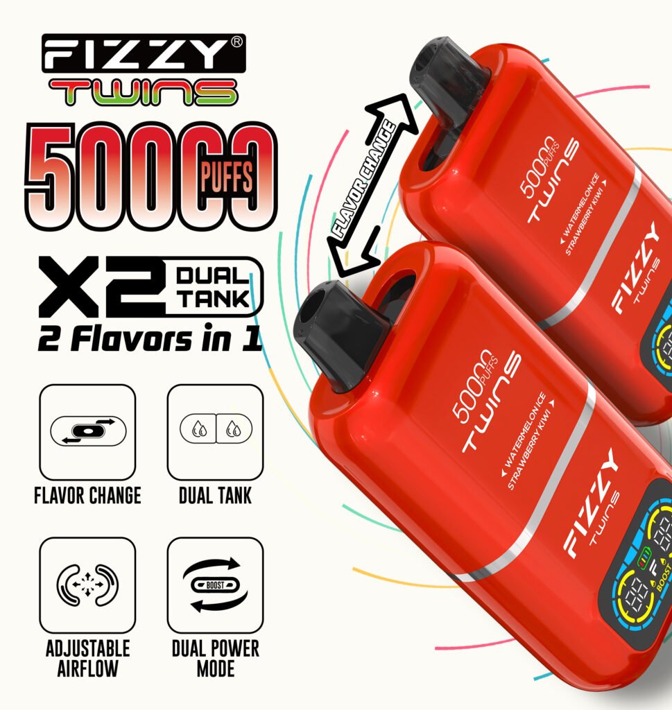 Fizzy Twins 50000 Disposable Vape Dual Flavor 2-in-1 Vape with OLED Display