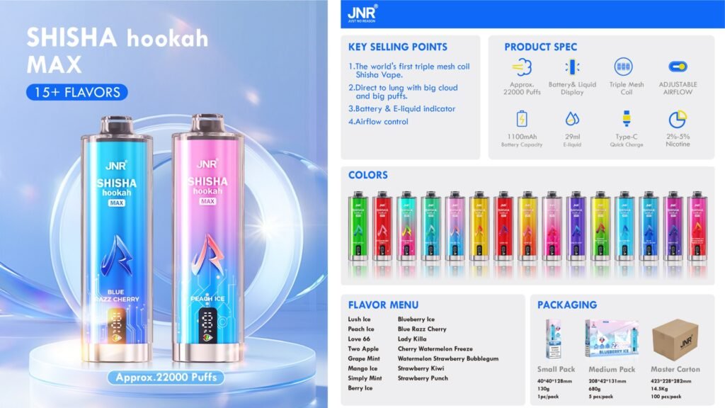 JNR Shisha Max 22000 Puffs Disposable Vape